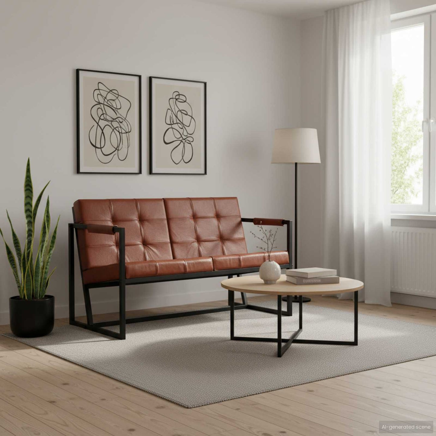 280077 - VIDA XL Divan 2-vendësh, Lëkurë Dhie e Vërtetë, Ngjyrë Kafe