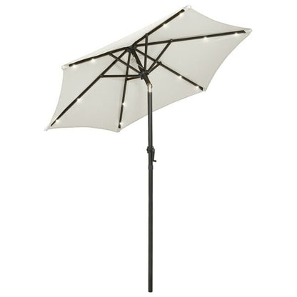 334075 - VIDAXL Çadër dielli për kopsht me drita LED, ngjyrë rëre, alumini 200x211 cm