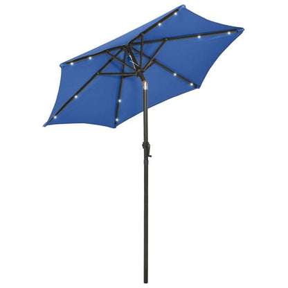 291084 - VIDAXL Çadër dielli për kopsht me drita LED, ngjyrë blu azure, alumini 200x211 cm