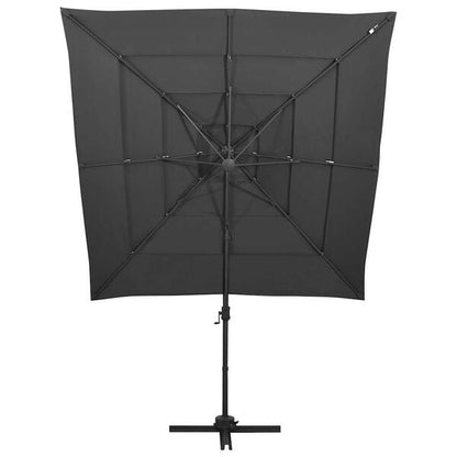 291085 - VIDAXL Çadër Dielli për Kopsht me 4 Kate dhe Shtyllë Alumini, Ngjyrë Antraciti 250x250 cm