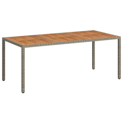 265096 - VIDA XL Tavolinë Kopshti 190x90x75 cm, Ngjyrë Gri prej Polietileni Ratan dhe Druri Akacie