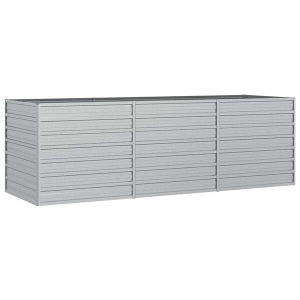334089 - VIDAXL Shtretër i ngritur për kopsht 240x80x77 cm Çelik i galvanizuar, argjend