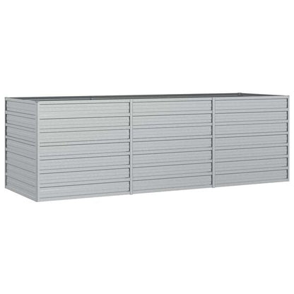 334089 - VIDAXL Shtretër i ngritur për kopsht 240x80x77 cm Çelik i galvanizuar, argjend