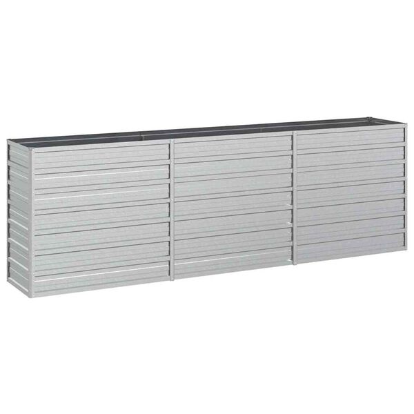244412 - VIDAXL Shtretër i ngritur për kopsht 240x40x77 cm, Çelik i galvanizuar, argjend