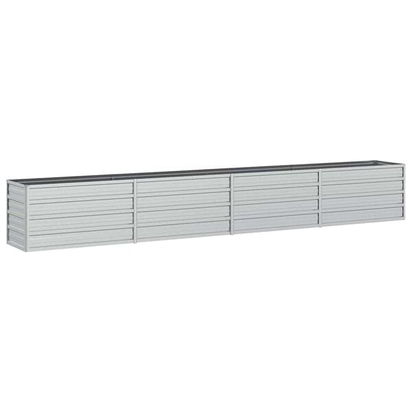 334090 - VIDAXL Shtretër i ngritur për kopsht 320x40x45 cm Çelik i galvanizuar, argjend