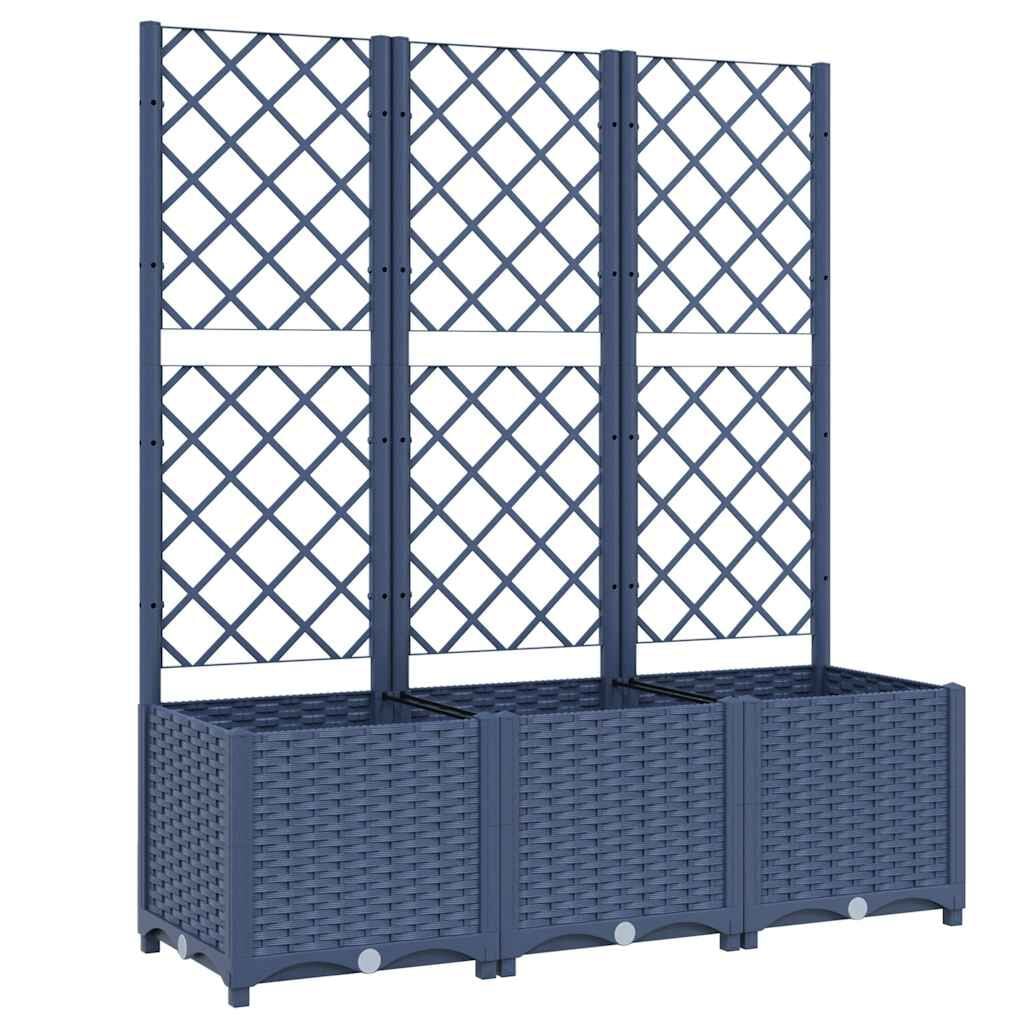 280129 - VIDAXL Vazo kopshti me rrjetë gri blu 120x40x136 cm, PP