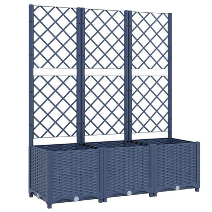 280129 - VIDAXL Vazo kopshti me rrjetë gri blu 120x40x136 cm, PP