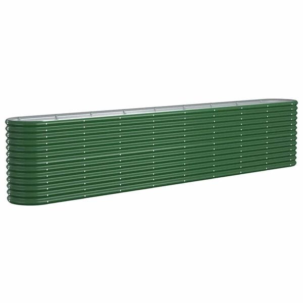 334110 - VIDA XL Shtretër i ngritur për kopsht, çelik i galvanizuar 332x40x68 cm, ngjyrë jeshile