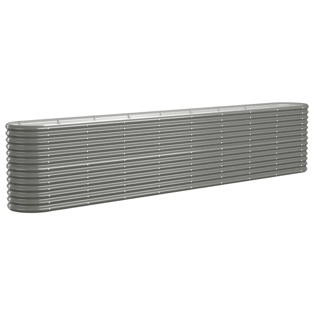 265136 - VIDAXL Shtretër i ngritur për kopsht, celik i galvanizuar 332x40x68 cm, gri