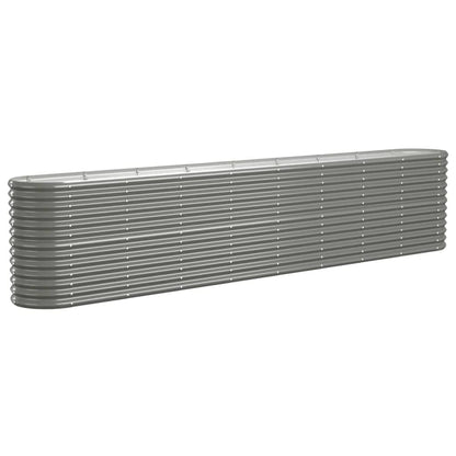 265136 - VIDAXL Shtretër i ngritur për kopsht, celik i galvanizuar 332x40x68 cm, gri