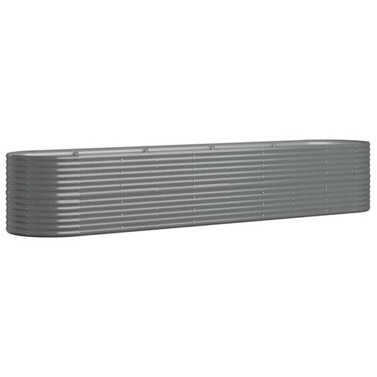 334111 - VIDA XL Shtrat i ngritur për kopsht, çelik i galvanizuar 368x80x68 cm, gri