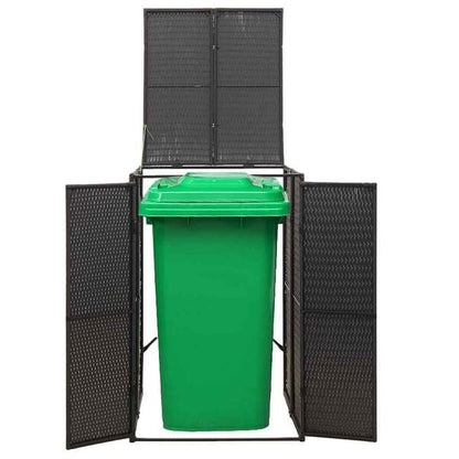 291127 - VIDA XL Kasolle me tre pjese, e zezë 207x80x117 cm, prej polietileni, prej ratani