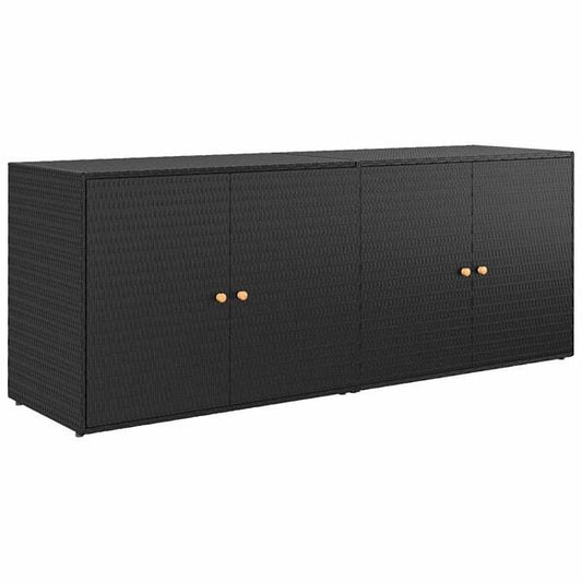 333123 - VidaXL Dollap Ruajtjeje për Kopsht, i Zi 198x55,5x80 cm, Material Ratani Poliesterol