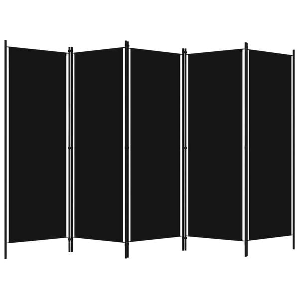 244479 - VIDAXL Ndarës Dhome me 5 Panele, Ngjyrë e Zezë 250x180 cm