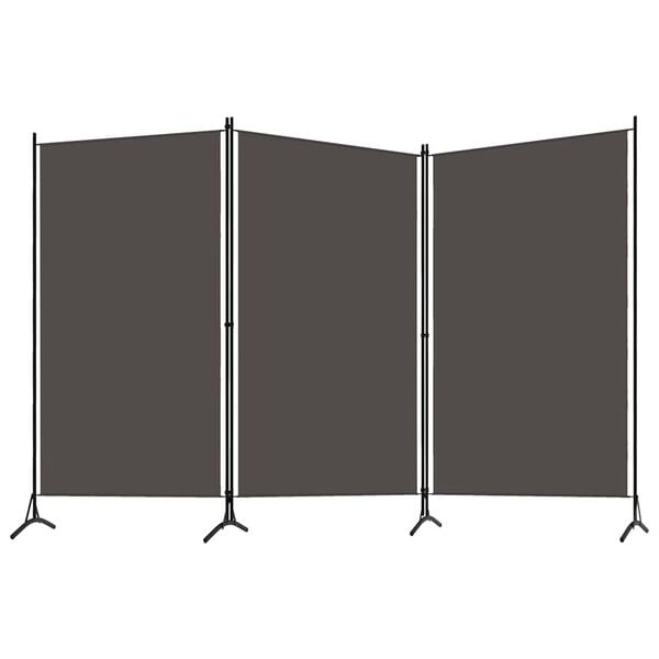 291133 - VIDAXL Ndarëse Dhome me 3 Panele, Ngjyrë Antraciti 260x180 cm, Pëlhurë