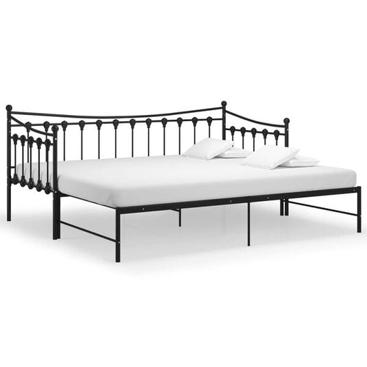 244482 - VIDAXL Kornizë divani-krevati me tërheqje pa dyshek, Metal i zi 90x200 cm