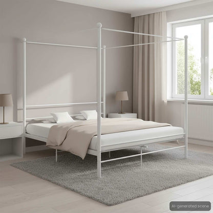 265147 - VIDA XL Kornizë Krevati me Tendë pa Dyshek, Metal i Bardhë 200x200 cm