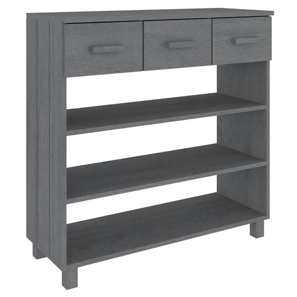 291149 - VIDA XL Tavolinë Konsole "HAMAR" Gri e Errët 90x35x90 cm Dru Masiv Pishe