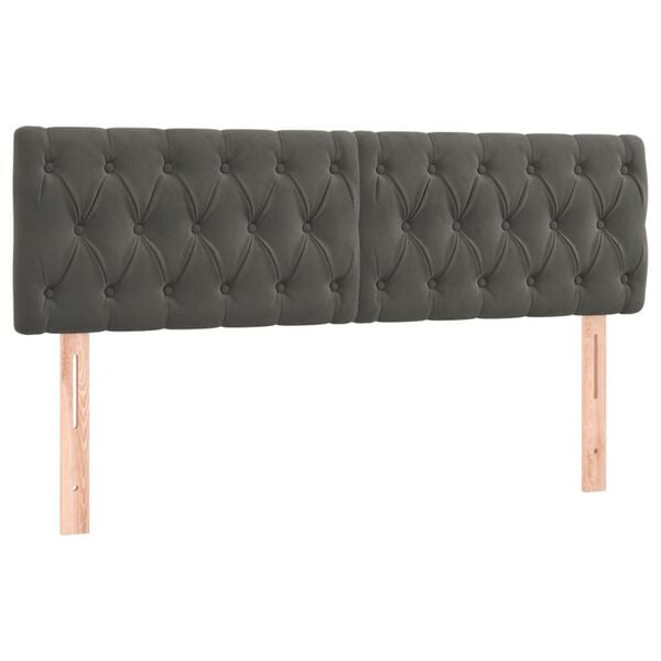 291158 - VIDAXL Kokë shtrati Gri e errët 160x7x78/88 cm, kadife