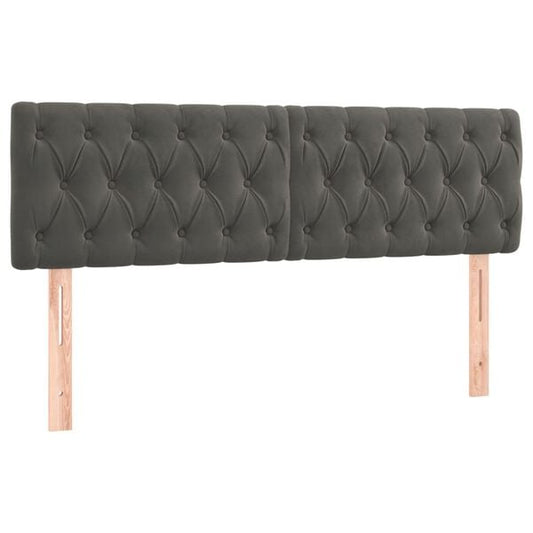 291158 - VIDAXL Kokë shtrati Gri e errët 160x7x78/88 cm, kadife