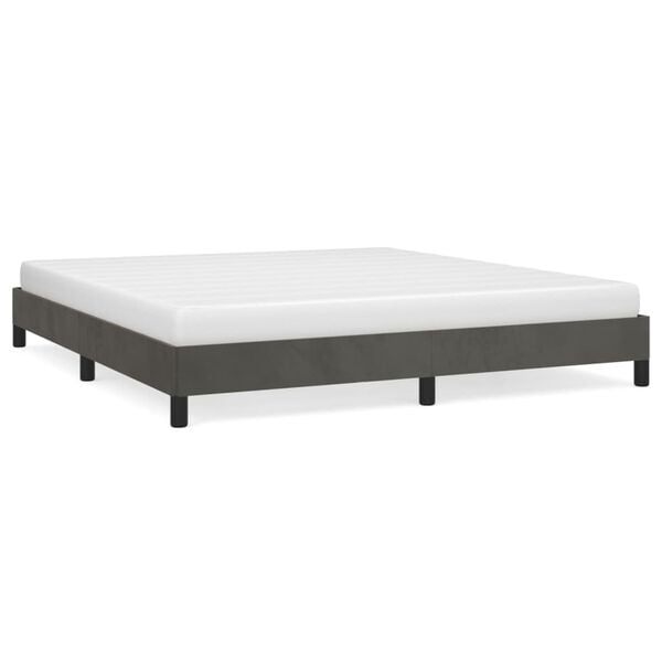 291163 - VIDAXL Kornizë shtrati pa dyshek, gri e errët 160x200 cm, kadife