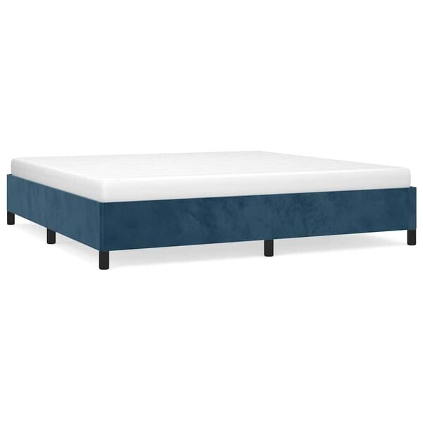 291165 - VIDAXL Kornizë shtrati pa dyshek, blu e errët 200x200 cm, kadife