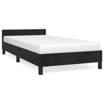 265167 - VIDA XL Kornizë shtrati me kokë shtrati pa dyshek, e zezë 90x200 cm, kadife
