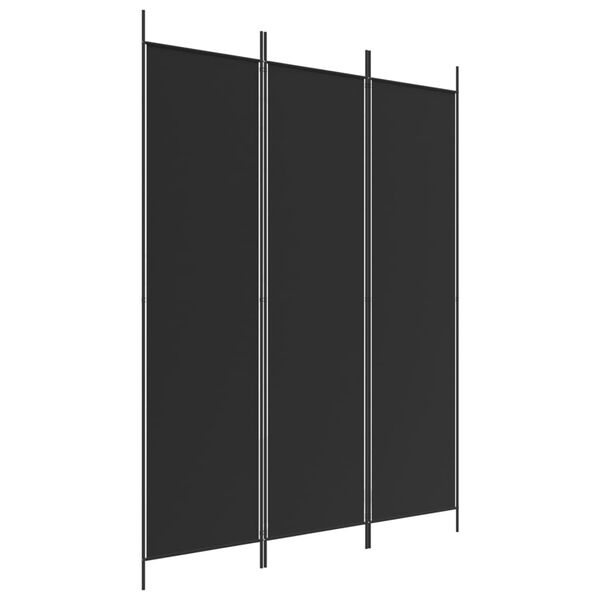 244522 - VIDA XL Ndarës Dhome me 3 Panele, Ngjyrë e Zezë 150x200 cm, Pëlhurë