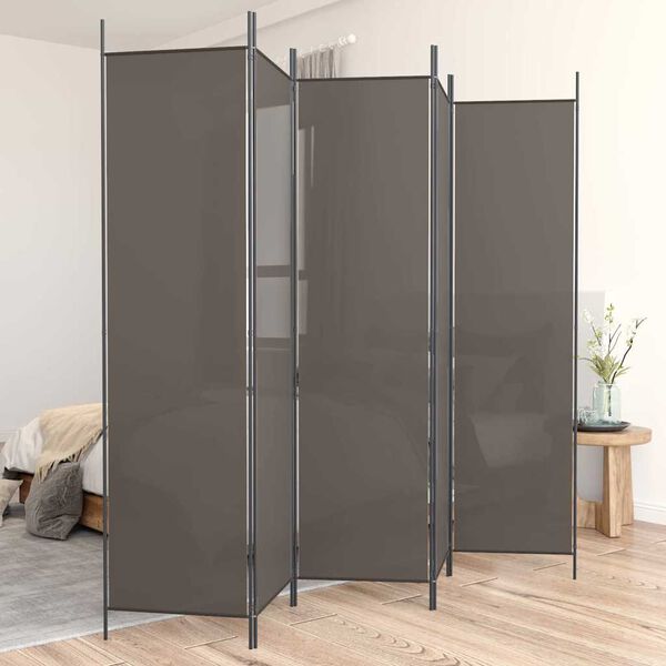 334134 - VIDAXL Ndarëse Dhome me 5 Panele, Ngjyrë Antraciti 250x200 cm, Pëlhurë