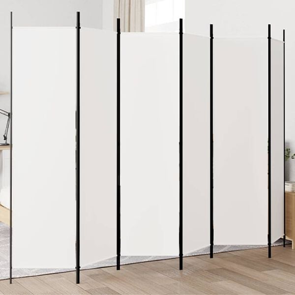 291170 - VIDAXL Ndarës Dhome me 6 Panele, i bardhë 300x200 cm, material