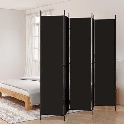 291173 - VIDAXL Ndarës Dhome me 5 Panele, E Zezë 250x220 cm, Pëlhurë