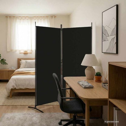 291176 - VIDAXL Ndarës Dhome me 2 Panele, Ngjyrë e Zezë 175x180 cm, Pëlhurë