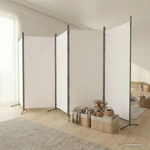 333160 - VIDAXL Ndarës Dhome me 5 Panele, i Bardhë, 433x180 cm, Material