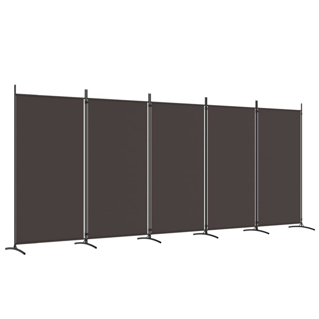 280190 - VIDAXL Ndarës Dhome me 5 Panele, Ngjyrë Kafe 433x180 cm, Pëlhurë
