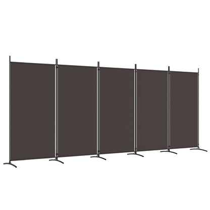 280190 - VIDAXL Ndarës Dhome me 5 Panele, Ngjyrë Kafe 433x180 cm, Pëlhurë