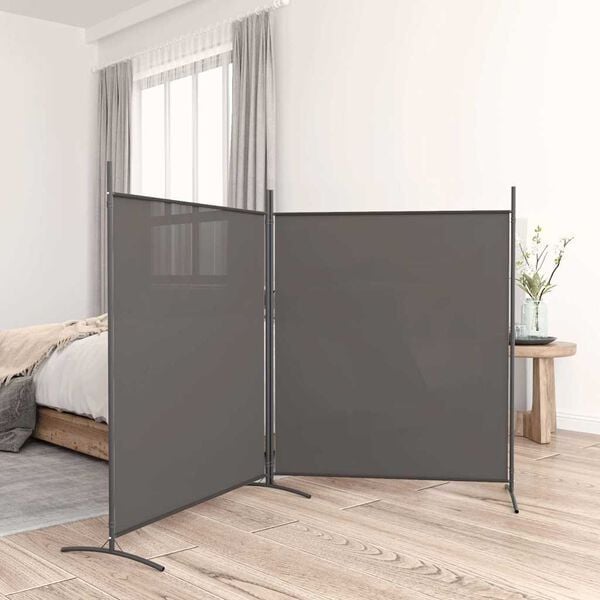 291180 - VIDAXL Ndarëse Dhome me 2 Panele, Ngjyrë Antraciti 348x180 cm, Pëlhurë