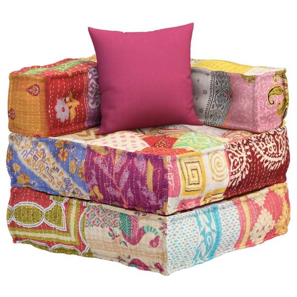 333165 - VIDA XL Puffe Modulare me Pëlhurë Patchwork të Jastëkut