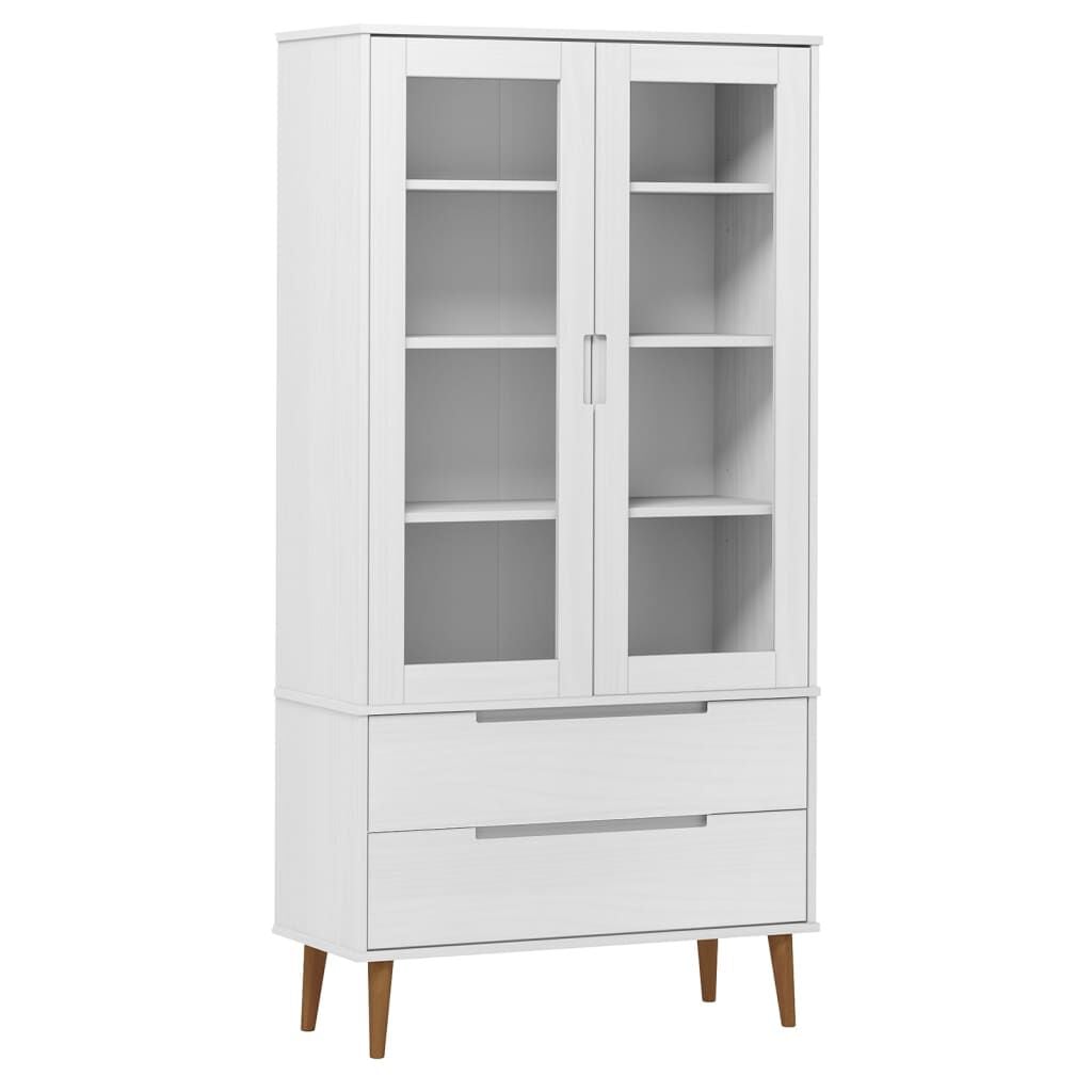 280197 - VIDAXL Dollap Vitrine "MOLDE" i Bardhë 90x35x175 cm Dru Pishe i Fortë