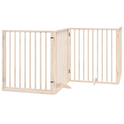 265188 - VIDA XL Portë Qeni me Derë të Palosshme me 4 Panele 320 cm Dru Plepi