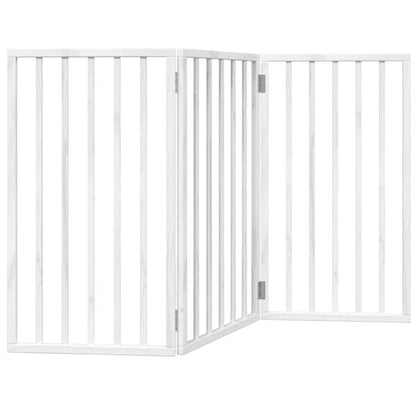 333169 - VIDAXL Portë Qeni e Palosshme me 3 Panele, e Bardhë, 150 cm, Dru Plepi