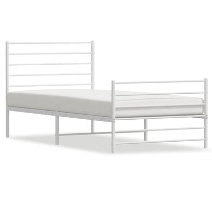 265190 - VIDAXL Kornizë shtrati metalik pa dyshek me mbështetëse për këmbët, e bardhë 100x190 cm