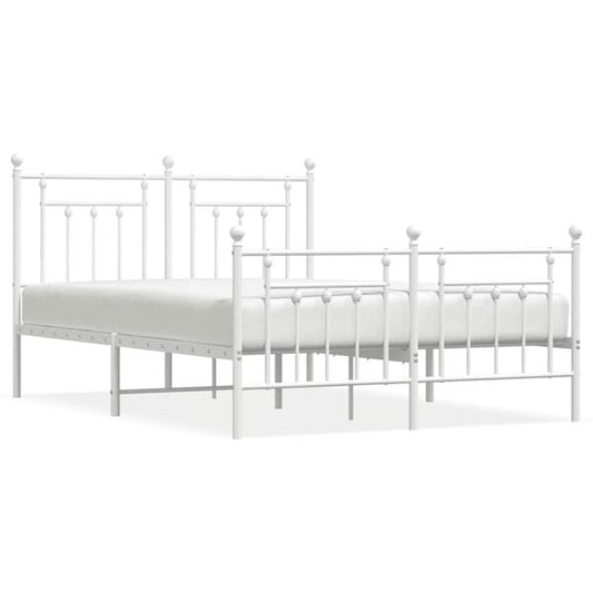 334146 - VIDA XL Kornizë shtrati metalik pa dyshek me mbështetëse për këmbët, e bardhë 140x200 cm