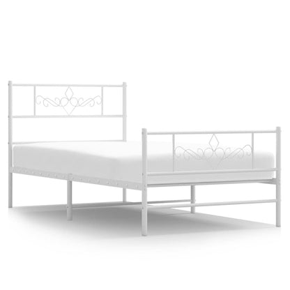 265196 - VIDAXL Kornizë shtrati metalik pa dyshek me mbështetëse për këmbët, e bardhë 75x190 cm