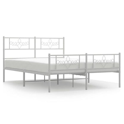 334151 - VIDAXL Kornizë shtrati metalik pa dyshek me mbështetëse për këmbët, e bardhë 120x200 cm
