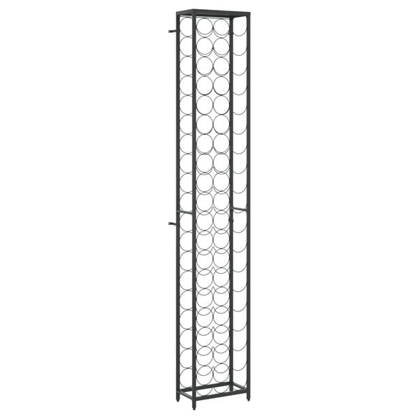 333182 - VIDAXL Raft Vere për 57 Shishe, i Zi 34x18x200 cm, Hekur i farkëtuar