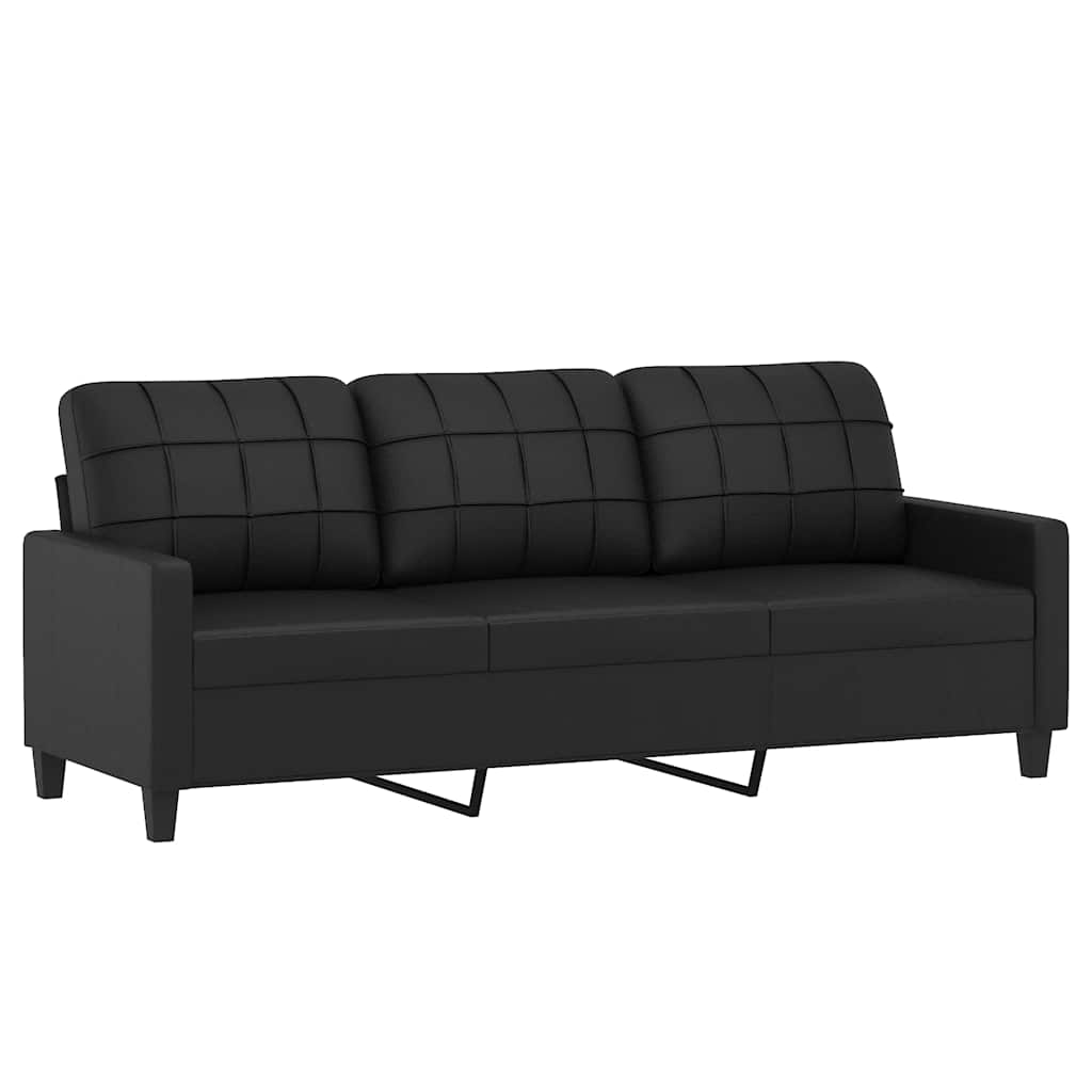 280249 - vidaXL Divan 3 Ulës, 180 cm, Lëkurë Artificiale, i Zi