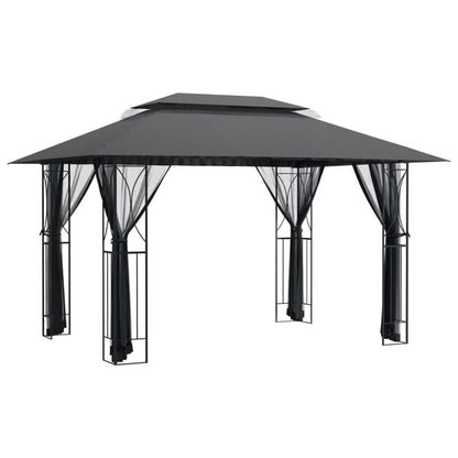 334155 - VIDAXL Gazebo me mure anësore Antracit 400x300x270 cm Çelik