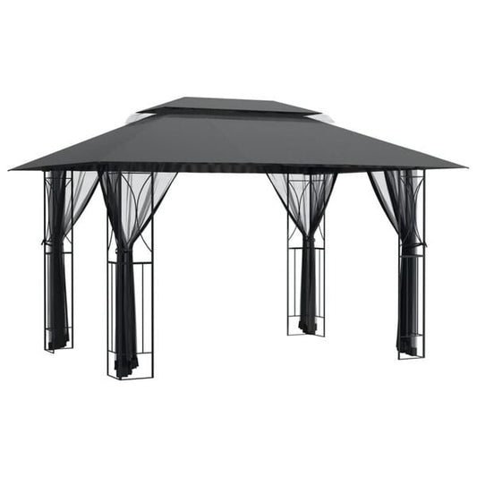 334155 - VIDAXL Gazebo me mure anësore Antracit 400x300x270 cm Çelik