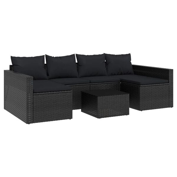 291210 - VIDA XL Set Kopshti me 2 Pjesë, Poliester i Zi, Ratan