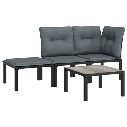 244560 - vidaXL Set Lounge për Kopsht 4 Pjesësh – Poliratan i Zi dhe Gri
